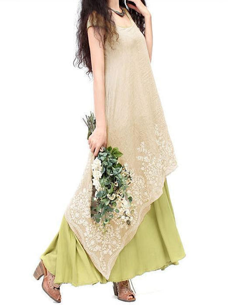 Summer Sleeveless Irregular Loose Maxi Dress