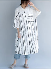 Load image into Gallery viewer, 2018 Stripe Linen Cotton Loose Shirt Dress