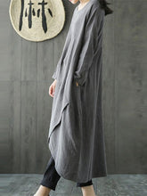 Load image into Gallery viewer, Solid Color Linen Cotton Loose Maxi Dress