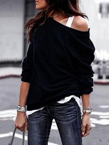 Casual Long Sleeves Solid Color Blouses Shirts Tops