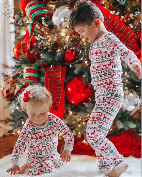 Fashion Round Neck Button Special Christmas Print Jumpsuit Matching Outfit