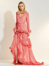 Load image into Gallery viewer, New Arrival Ankle Length  lace deep V-neck dress dragging evening dress
