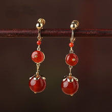 Load image into Gallery viewer, Red Agate Vintage Tibetan Earrings