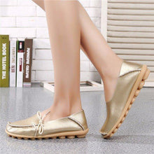 Load image into Gallery viewer, Big Size Shine Lace Up Flat Soft Pure Color Leather Shoes