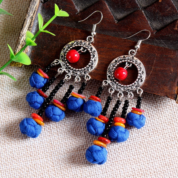 Ethnic Style Cloth Jewelry Cloth Earrings Multicolor