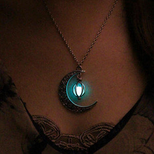 Halloween Hollow Moon Luminous Pendant Necklace