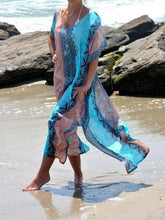 Load image into Gallery viewer, 2018 New Chiffon Print Short Sleeve Plus Size Beach Maxi Dress