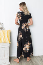 Load image into Gallery viewer, Print V Neck Short Sleeve Split Maxi Dress