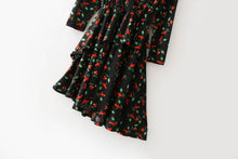 Load image into Gallery viewer, 2018 V-neck waist irregular floral dress spring new long-sleeved dress