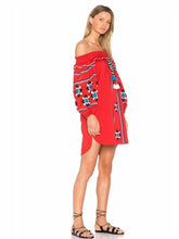 Load image into Gallery viewer, Fashion Embroidery Off-the shoulder Tassels Mini Dress