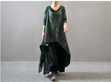 Load image into Gallery viewer, Vintage Linen Round Neck Long Sleeve Loose Casual Maxi Dress
