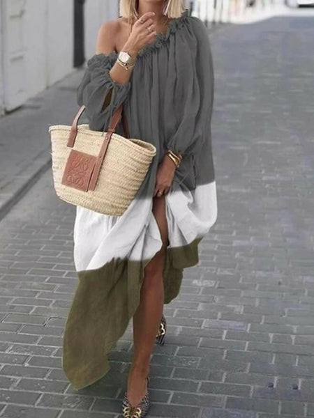 Fashion Casual Printed Long Sleeve Loose Dress