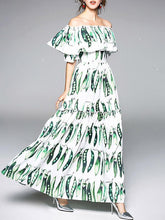 Load image into Gallery viewer, Elegant Split-joint Falbala Sleeves Maxi Dress