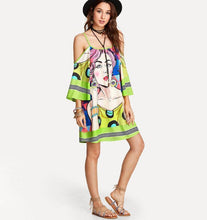 Load image into Gallery viewer, Boho Floral Print Off Shoulder Spaghetti Strap Beach Midi Dress