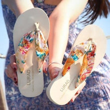 Load image into Gallery viewer, Bohemian Flip-Flops Thick Bottom Middle Heel Beach Shoes