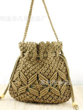 Load image into Gallery viewer, Hand Drawstring Straw Bag One Shoulder Woven Beach Bag