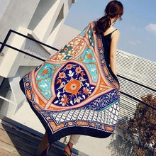 Load image into Gallery viewer, Black Mandala National Style Vacation Printing Sunscreen Scarf Shawl Beach Towel