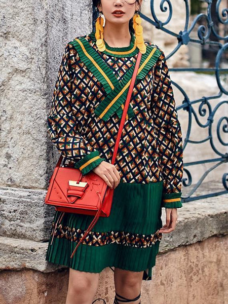 Original Vintage Chiffon Street Loose Pleated Midi Dress
