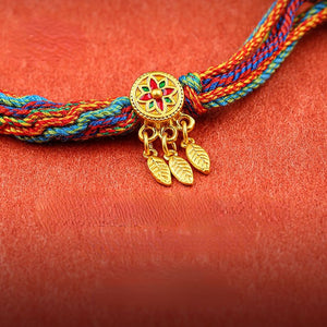 Tibetan knitting bracelet with six words of truth, hand-woven cotton thread, national style bracelet for men and women