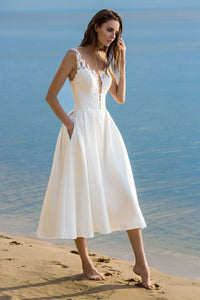 Summer Sexy V-Neck Sling Solid Color White Dress