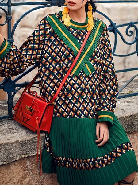 Original Vintage Chiffon Street Loose Pleated Midi Dress