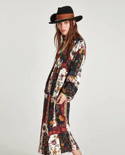 Load image into Gallery viewer, Spring And Summer Bohemian V-Neck Print Loose Long-Sleeved Dress