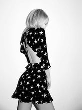Load image into Gallery viewer, Sexy Backless Star Print Ruffled Lace Dress