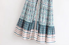 Load image into Gallery viewer, Vintage Bohemian Green Positioning Print Large Swing Dress