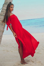 Load image into Gallery viewer, Sexy Off-The-Shoulder Solid Color Irregular Split Beach Dress