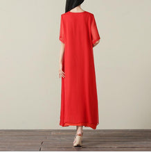 Load image into Gallery viewer, Embroidered Loose Casual Linen Cotton Maxi Dress