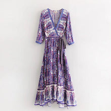 Load image into Gallery viewer, Vintage V Neck Boho Split Maxi Dress