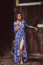 Load image into Gallery viewer, Vintage V Neck Boho Split Maxi Dress
