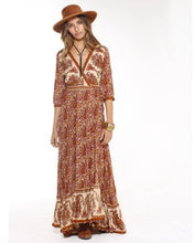 Load image into Gallery viewer, Vintage V Neck Boho Split Maxi Dress