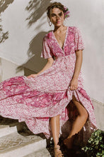 Load image into Gallery viewer, Pink Bohemia Style Floral Long Dress