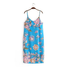 Load image into Gallery viewer, Vacation Style Flower Print Beach Sling Dress