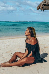 Sexy Off-The-Shoulder Solid Color Irregular Split Beach Dress