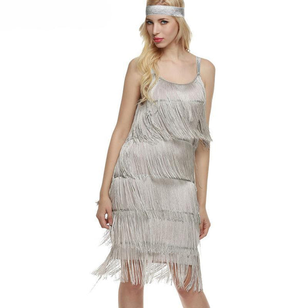 Spaghetti Strap Tassel Solid Color Summer Dress