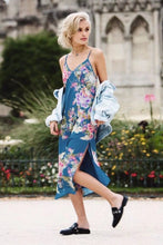 Load image into Gallery viewer, Vacation Style Flower Print Beach Sling Dress