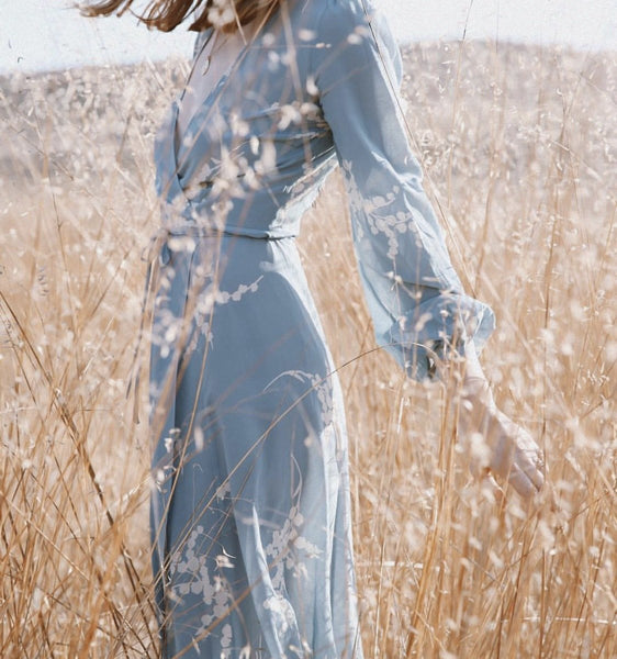 V Neck Long Sleeve Boho Dress