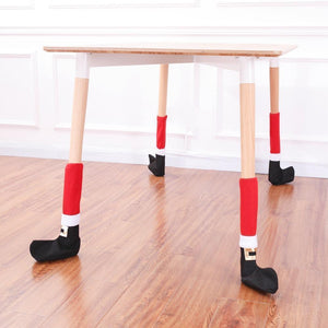 4Pcs Christmas Table Leg Covers Chair Socks Santa Feet Shoes
