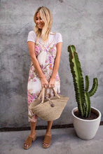 Load image into Gallery viewer, Vacation Style Flower Print Beach Sling Dress