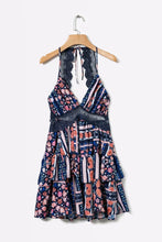 Load image into Gallery viewer, Boho Floral Print Summer Lace-up Ruffles V-neck Mini Dress