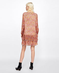Summer Bohemian Fringed V-Neck Print Dress