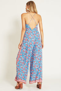 Printed Spaghetti Strap Wide Leg Pants Jumpsuit Rompers