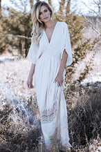 Load image into Gallery viewer, Bohemia V-Neck Stitching Lace Cover-Up Beach Dress
