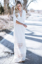 Load image into Gallery viewer, Bohemia V-Neck Stitching Lace Cover-Up Beach Dress