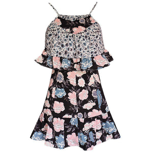 Print Spaghetti Strap Beach Boho Mini Dress