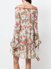 Load image into Gallery viewer, Floral Print V Neck Long Sleeve Bohemia Mini Dress