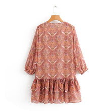 Load image into Gallery viewer, Summer Bohemian Fringed V-Neck Print Dress