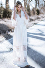Load image into Gallery viewer, Bohemia V-Neck Stitching Lace Cover-Up Beach Dress